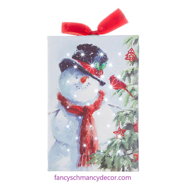 6" Snowman with Cardinal Lighted Print Ornament by RAZ Imports