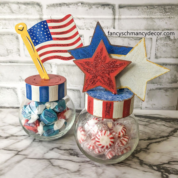 Flag and Star Bubble Jars Assorted Set of 2 by The Round Top Collection