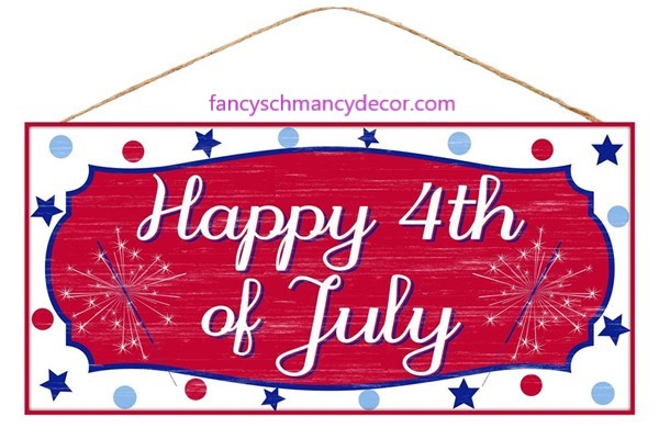 12.5"Lx6"H Mdf "Happy 4Th Of July" Sign