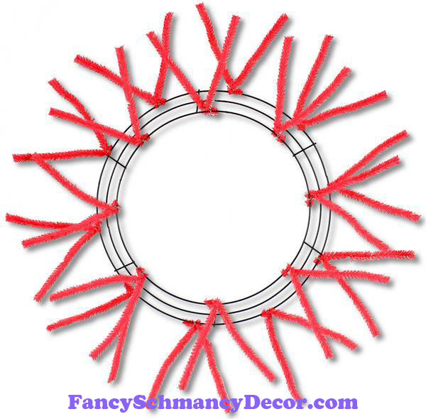15" Wire, 25"Oad-Pencil Red Work Wreath