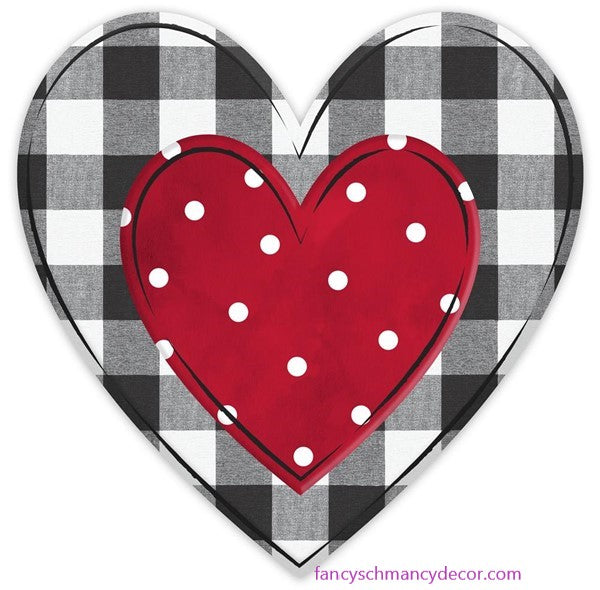 12"H X 12"L Metal/Embossed Checked Heart
