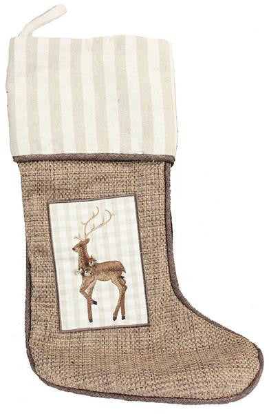 Christmas Reindeer - Embroidered Stocking - FancySchmancyDecor