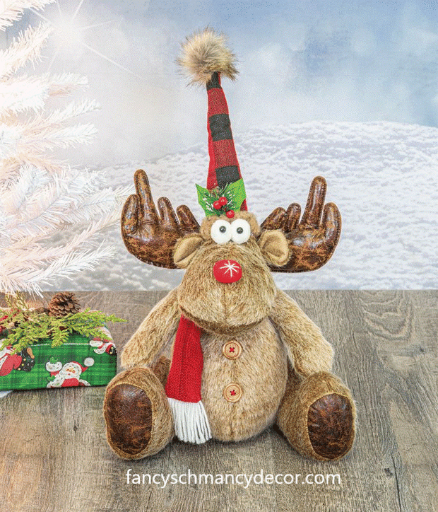 Large Ruby Plaid Moose Sitter by Hanna's Handiworks