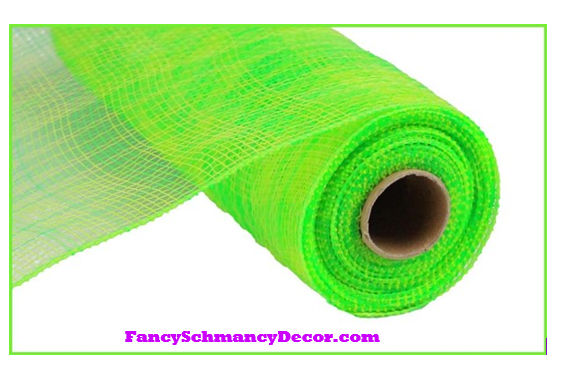 21" X 10 yd Multi Lime Green/GreenStripe Mesh