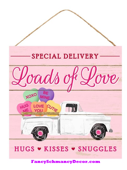 10"Sq Loads Of Love/Hearts/Truck Sign