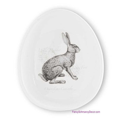 7" White Ceramic Bowl with Rabbit Motif by K&K Interiors