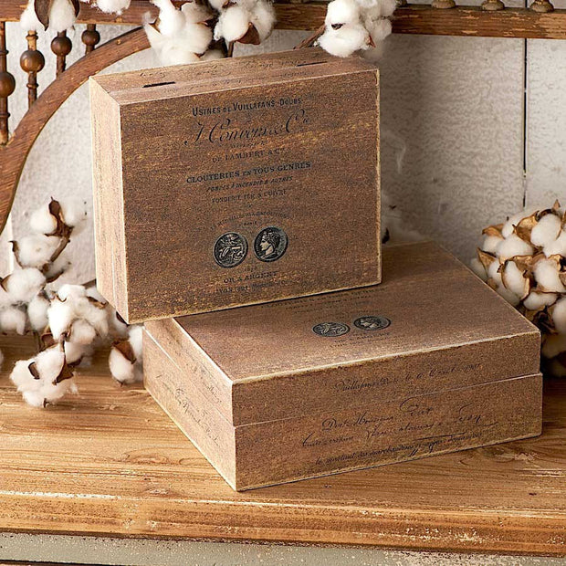 Set of 2 Brown Square Nesting Boxes - FancySchmancyDecor