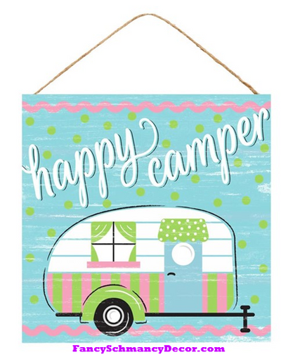 10"Sq Mdf Happy Camper Sign