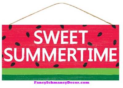 12.5"L X 6"H Sweet Summertime Watermelon Sign
