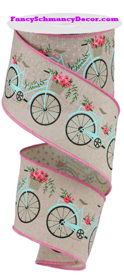 2.5" X 10 yd Bicycles On Royal Wired Ribbon