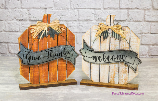 Welcome Ribbon Pumpkin