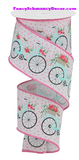 2.5" X 10 yd Bicycles On Royal Wired Ribbon