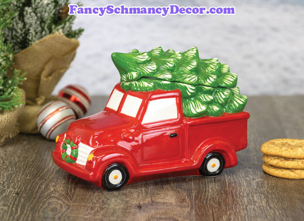 Red Christmas Truck Cookie Jar