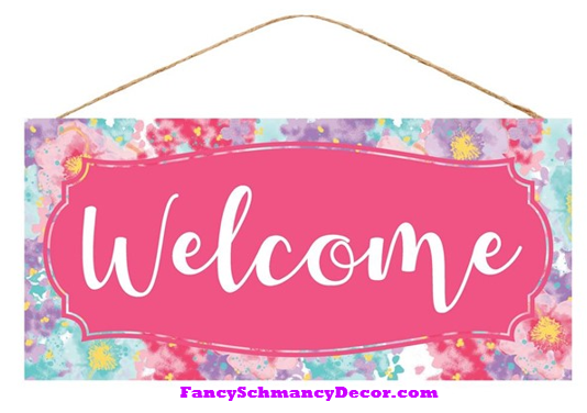 12.5"L X 6"H Floral Welcome Sign