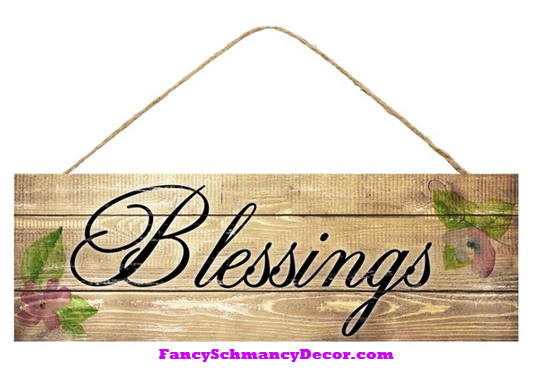 15"L X 5"H Blessings Floral Sign