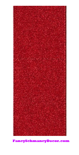 2.5" X 10yd Red Vintage Glitter Wired Ribbon