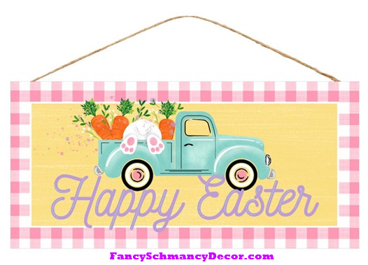 12.5"L X 6"H Happy Easter Truck Sign