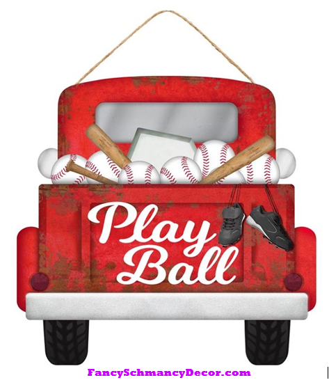 12"L X 11.5"H Play Ball Baseball Truck Sign