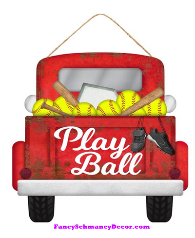 12"L X 11.5"H Play Ball Softball Truck Sign