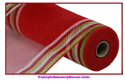 10.5" X 10 yd Faux Jute/Pp/Border Stripe Mesh
