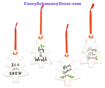 Christmas Tree Greeting Ornament Hanger 4 Asst.