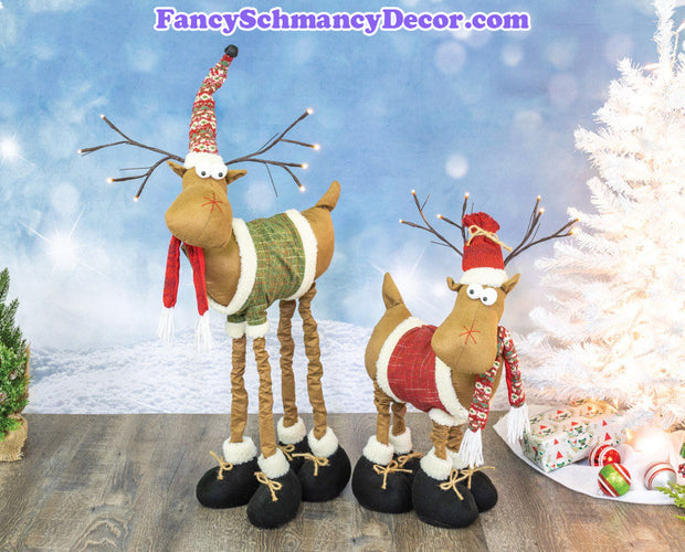 Standing Twinkle Light-Up Antler Moose Stretch Leg 2 Asst.