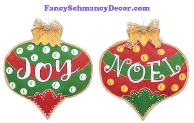 Noel/Joy burlap Ornament Hanger 2 Asst.