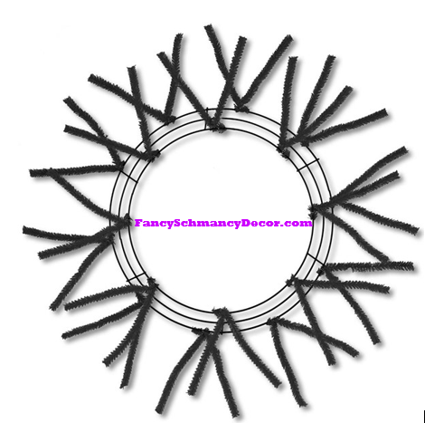 15" Wire, 25" Oad-Pencil Black Work Wreath