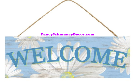 15"L X 5"H Welcome W/Daisies Sign