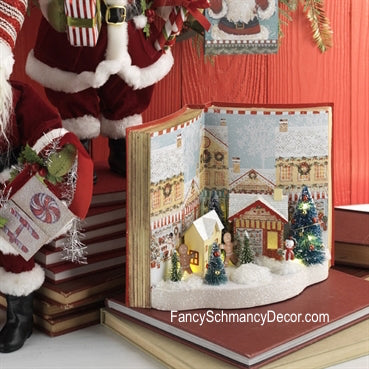 Peppermint Kitchen Lighted Gingerbread Christmas Book Scene Decoration by Raz Imports
