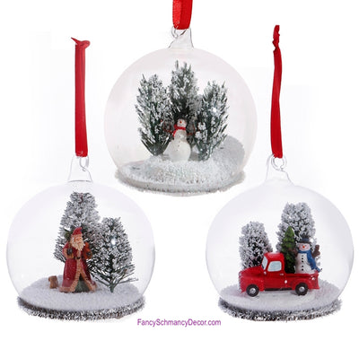 4" Dome Santa Truck Tree Ornament by Raz Imports