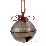 9" Galvanized Bell with Ribbon by Raz Imports