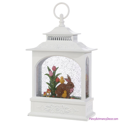 11.5" Rabbit and Tulip Lighted Water Lantern