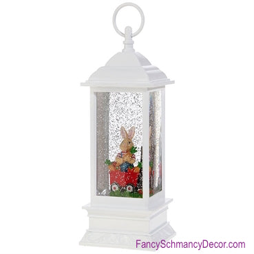 11.5" Rabbit in Wagon Lighted Water Lantern