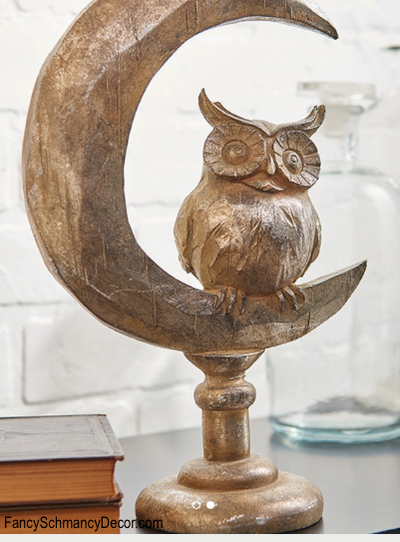 11.5" Owl on Moon by Raz Imports