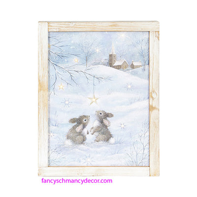 Bunny with Church Lighted Frame Print by RAZ Imports