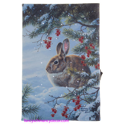 Winter Rabbit Lighted Print Ornament by RAZ Imports