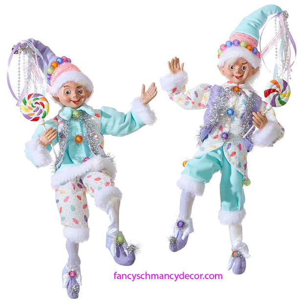 Donut Open Until Christmas Set of 2 16" Posable Elves by RAZ Imports