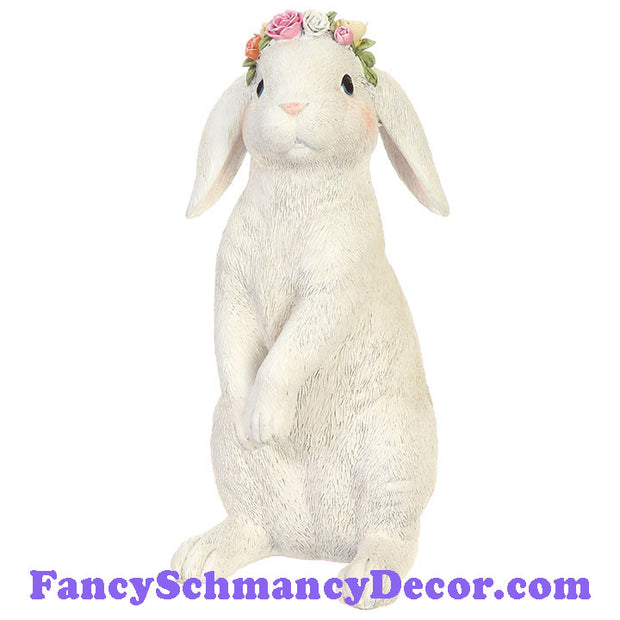 12" Bunny with Flowers on Head by RAZ Imports