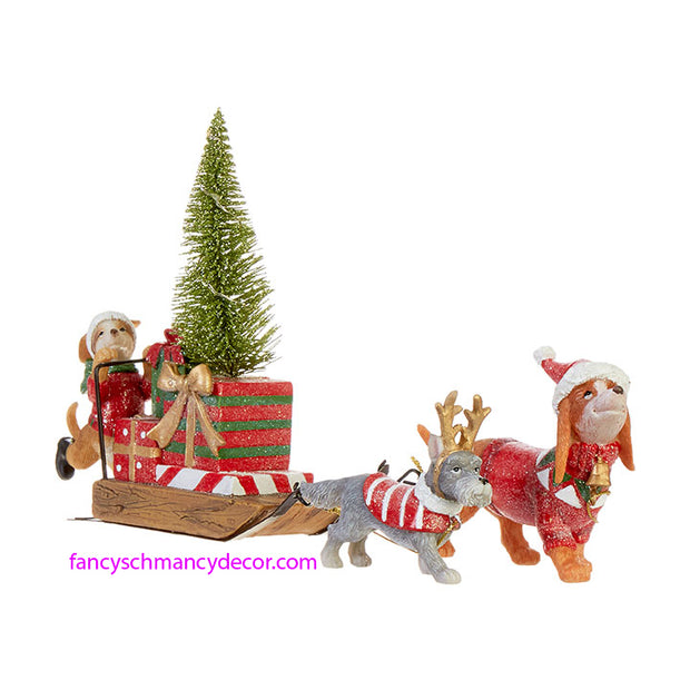 14.25" Dogs in Hats with Sleigh by RAZ Imports