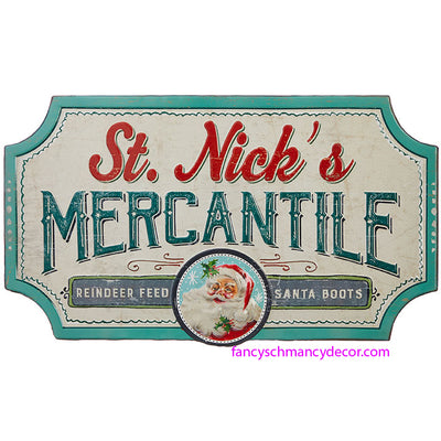 St. Nick's Mercantile Sign by RAZ Imports