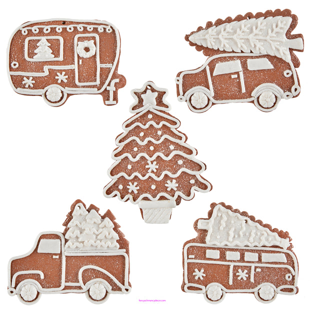 4.5" Assorted Set of Gingerbread Automobile Ornaments by RAZ Iports
