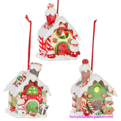 3.75" Lighted Gingerbread House Ornaments by RAZ Imports