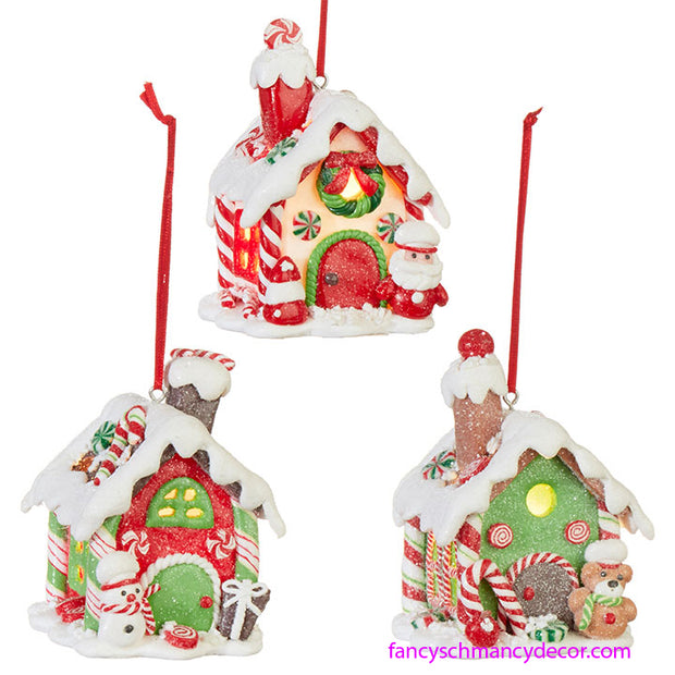 3.75" Lighted Gingerbread House Ornaments by RAZ Imports