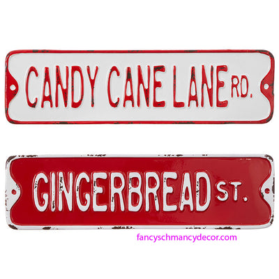 Candy Cane Lane or Gingerbread St. Signs by RAZ Imports