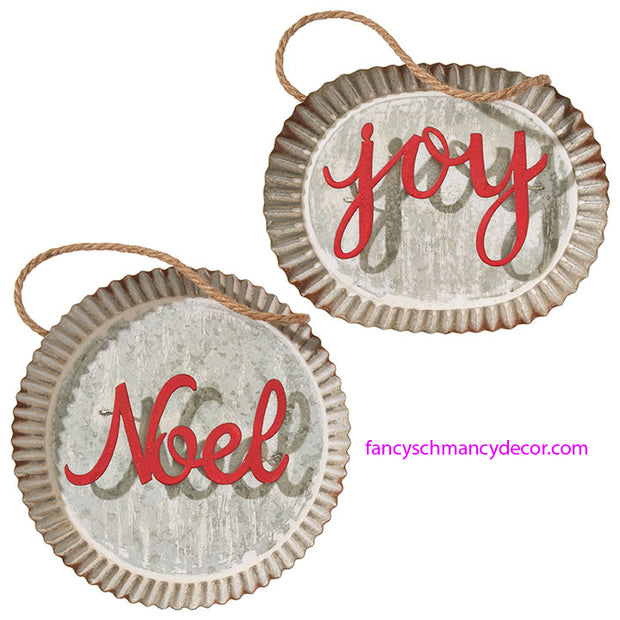 8" Joy or Noel Ornament by RAZ Imports