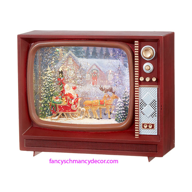 Santa and Reindeer Musical Lighted Water TV by RAZ Imports