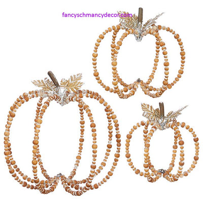 Beaded Natural Pumpkins Set of 3 by RAZ Imports