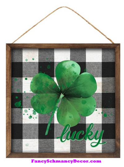10"Sq Lucky Shamrock Sign