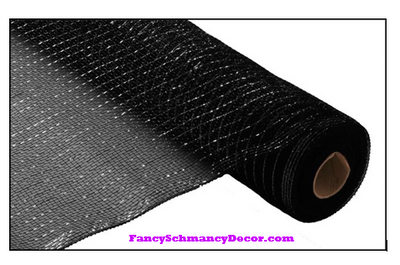 21"X10yd Black w Black Foil Metallic Mesh